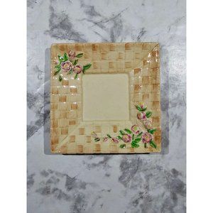 Vintage Brentleigh Ware Staffordshire England Woven Ceramic Floral Plate 4.5"